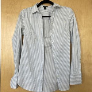 Ann Taylor blue striped button down dress shirt